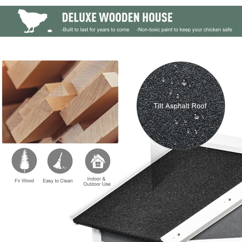 PawHut 69" Outdoor Wooden Chicken Coop Hen House with Nesting Box and Run