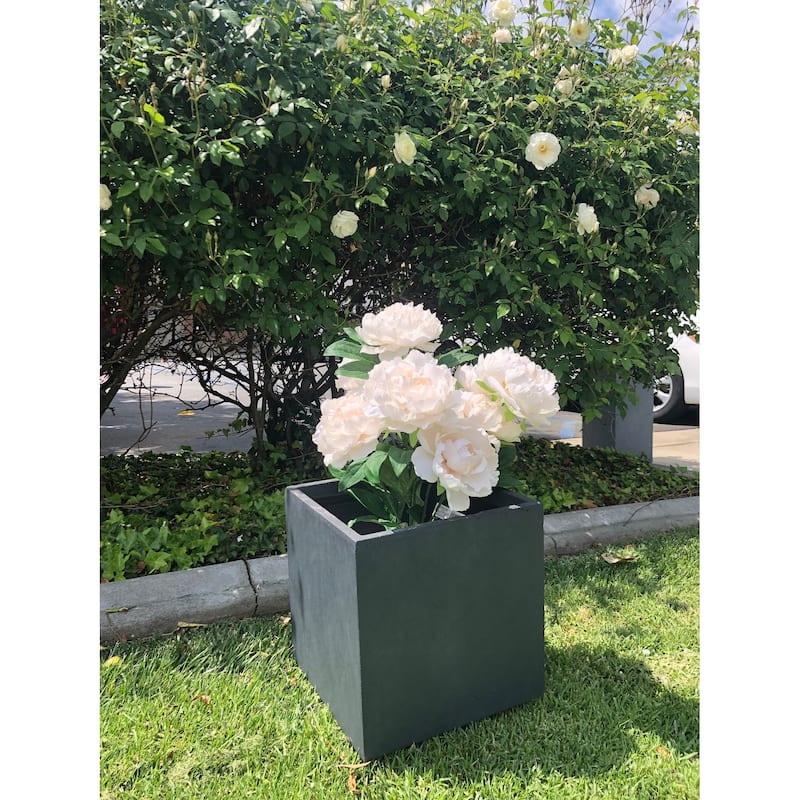 Durx-litecrete Lightweight Concrete Modern Square Granite Planter-Medium - 11.8'x11.8'x11.8'
