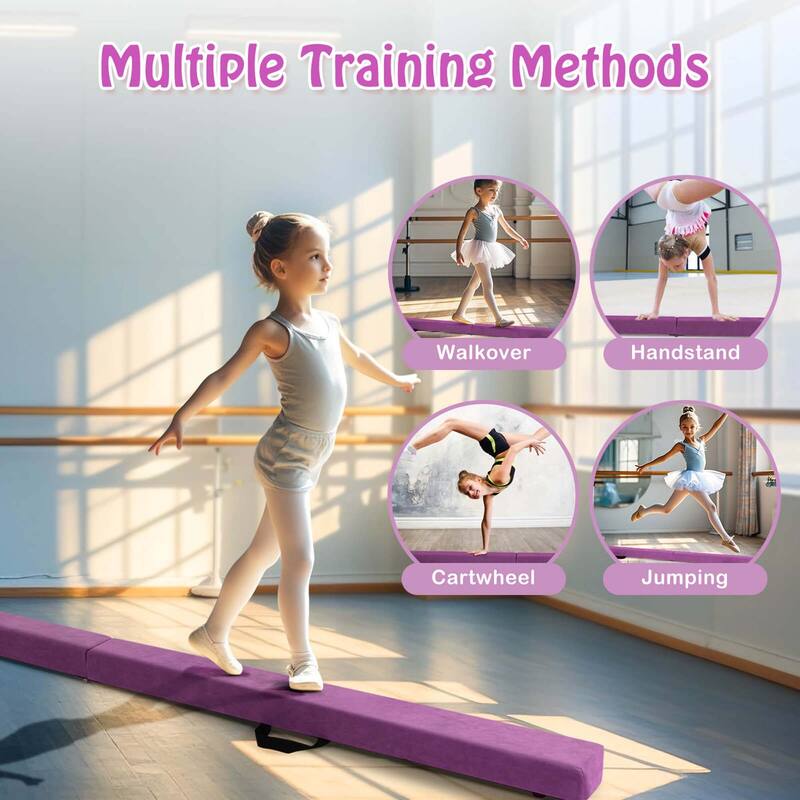 Costway 8 FT Folding Gymnastic Beam with Anti-slip Base Pine Wood - See Details