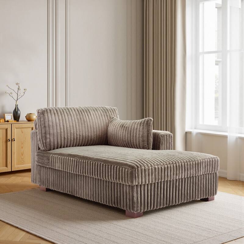 DREAMSIDEA Oversized Right Facing Chaise Lounge Lofa - Light Brown