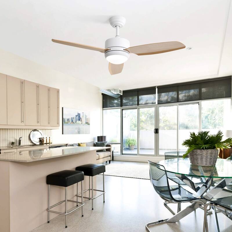 Sofucor 46 Inch Ceiling Fans with Light,Small Indoor/Outdoor,Remote Control,3 ABS Blades