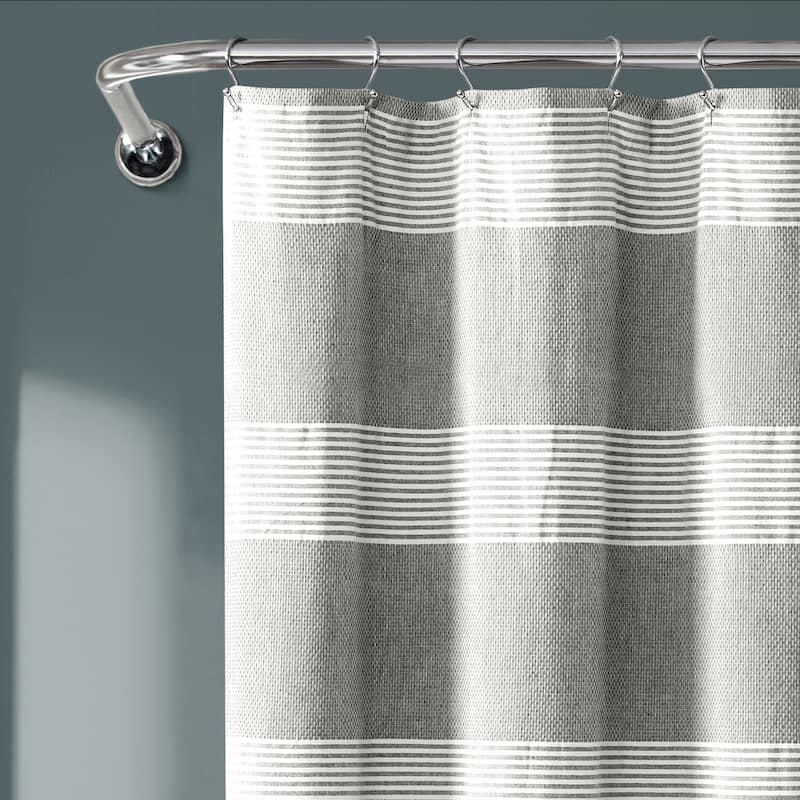 The Gray Barn Done Roamin Stripe Yarn Dyed Cotton Knotted Tassel Shower Curtain