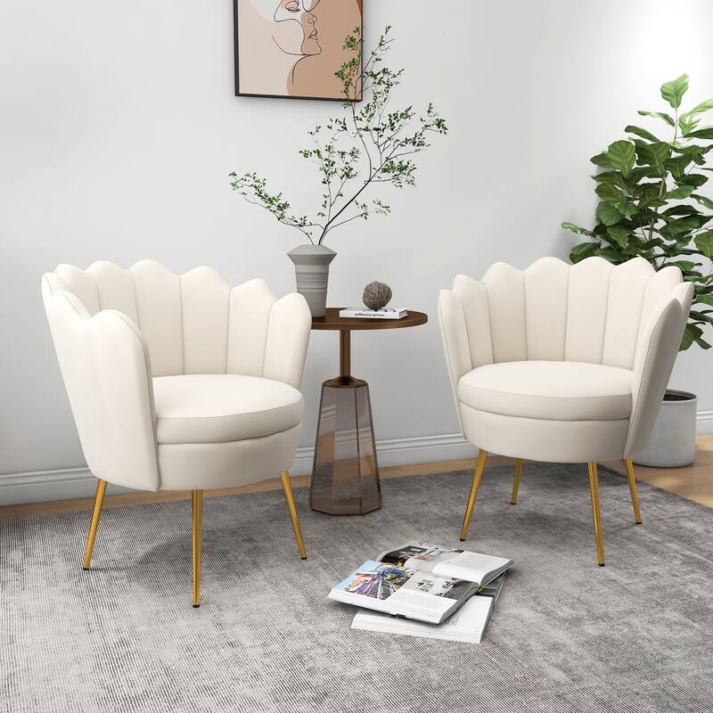 Velvet Upholstered Barrel Accent Chair