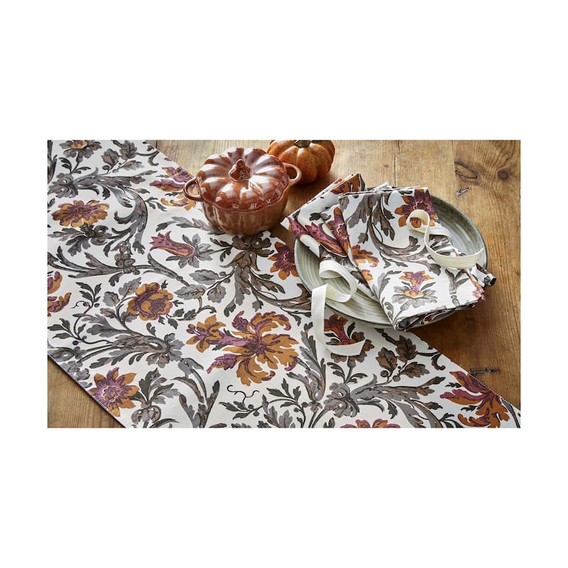 Grateful Gatherings Multicolor Cotton Table Runner 72x14.5 in Machine Washable for Fall Harvest Decor