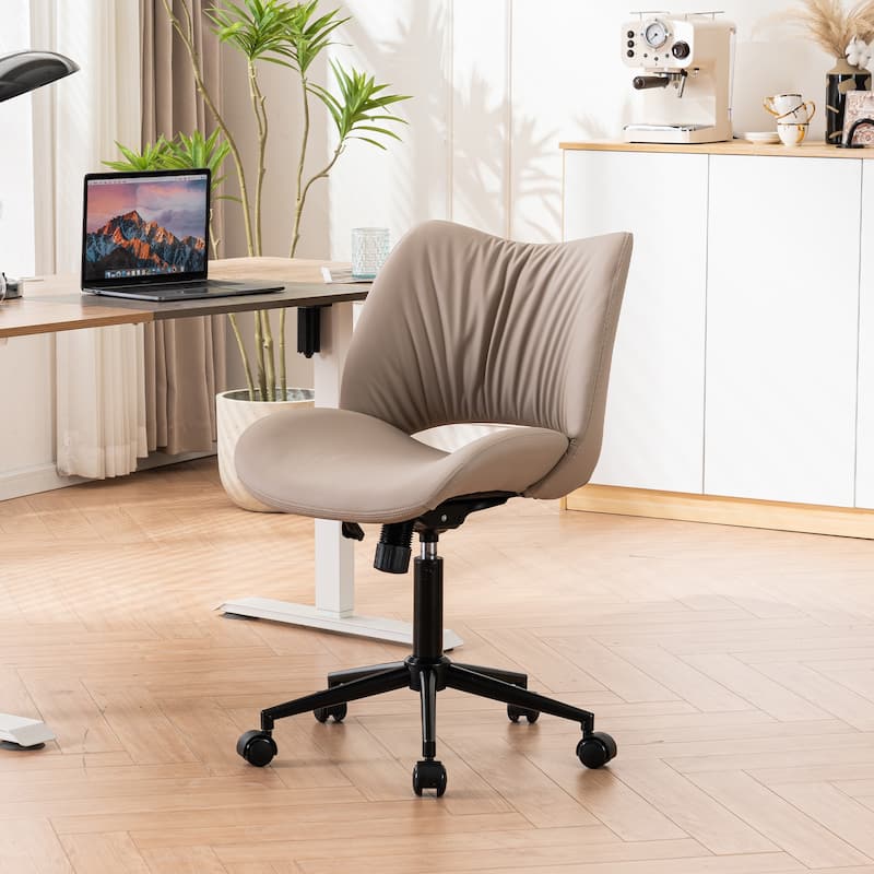 Swivel Armless Ergonomic Office Chair with Wheels - Khaki