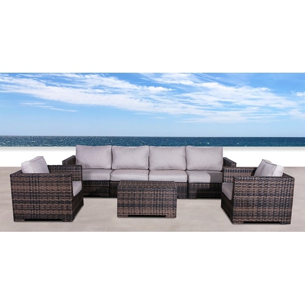 13 piece rattan sectional seating group with cushions top