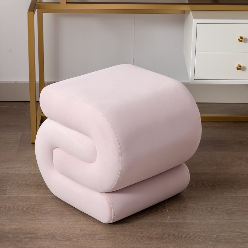 S-shape Velvet Fabric Ottoman Makeup Stool Footstool