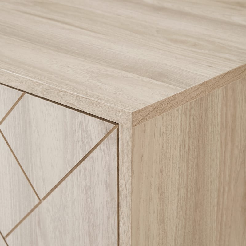 4-Door Herringbone TV Stand for 80" TVs in Modern Scandinavian Design