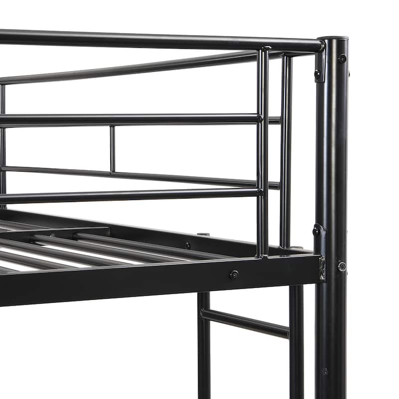 Full Over Full Metal Bunk Bed Modern Double Loft Bed with Ladder No Box Spring Needed for Children's Room Small Apartment