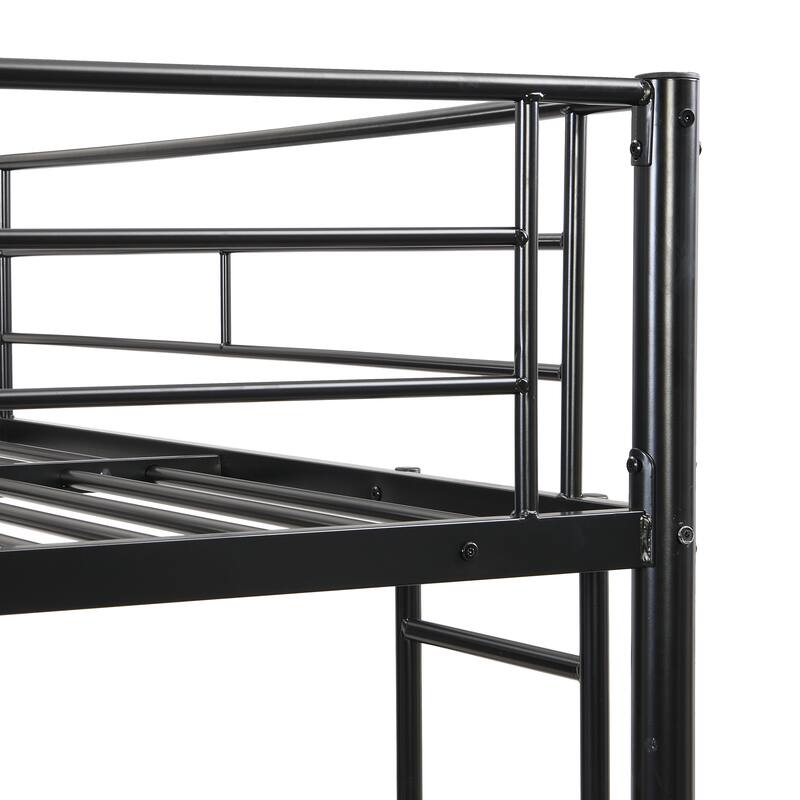 Full over Full Metal Bunk Bed with Trundle, No Box Spring Needed