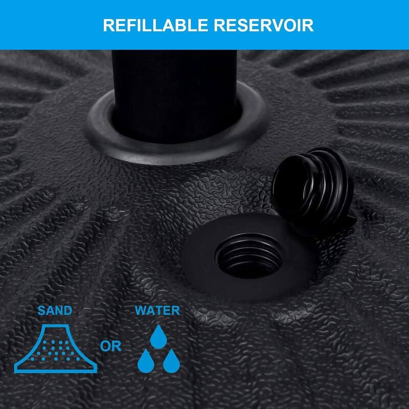 50 lbs. Plastic Market Patio Umbrella Base in Black, 20" Patio Umbrella Base for Outdoor Lawn, Garden, Round
