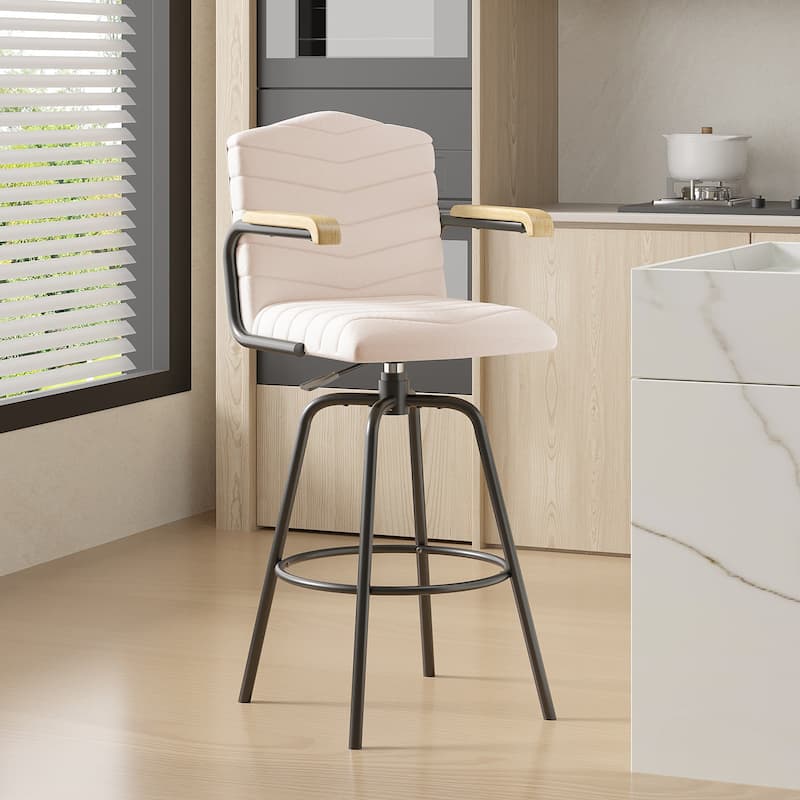 Javlergo Bar Height Bar Chairs Upholstered Bar Stools with Back and Arms Tall Kitchen Island Seating for Home/Commercial Use
