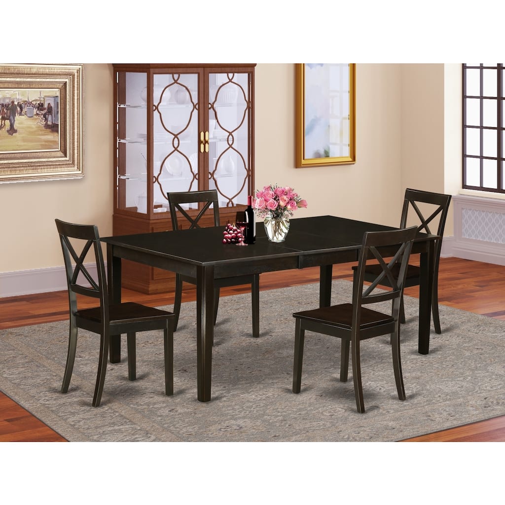 HomeStock 5-Pc Cappuccino Solid Wood Top - Dining Room Set with Leaf - Seats 4