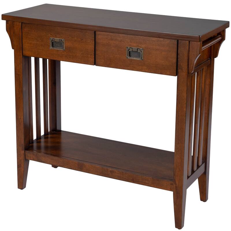 Larina 36 in. W Rectangular Wood 2-Drawer Console Table with Lower Open Shelf