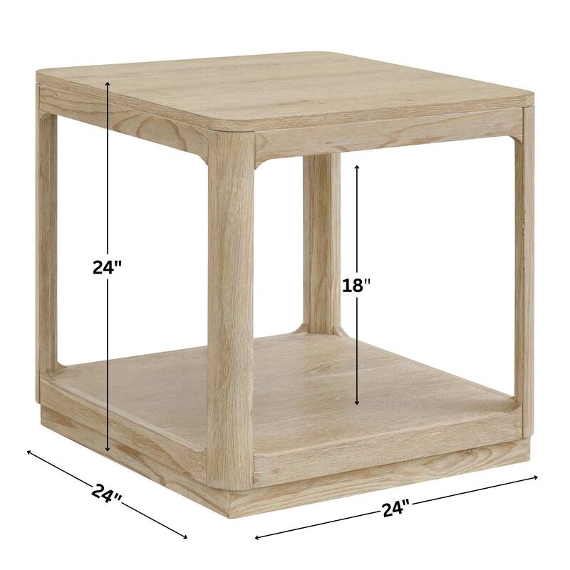 Delray Natural Wood 24-Inch End Table with Shelf