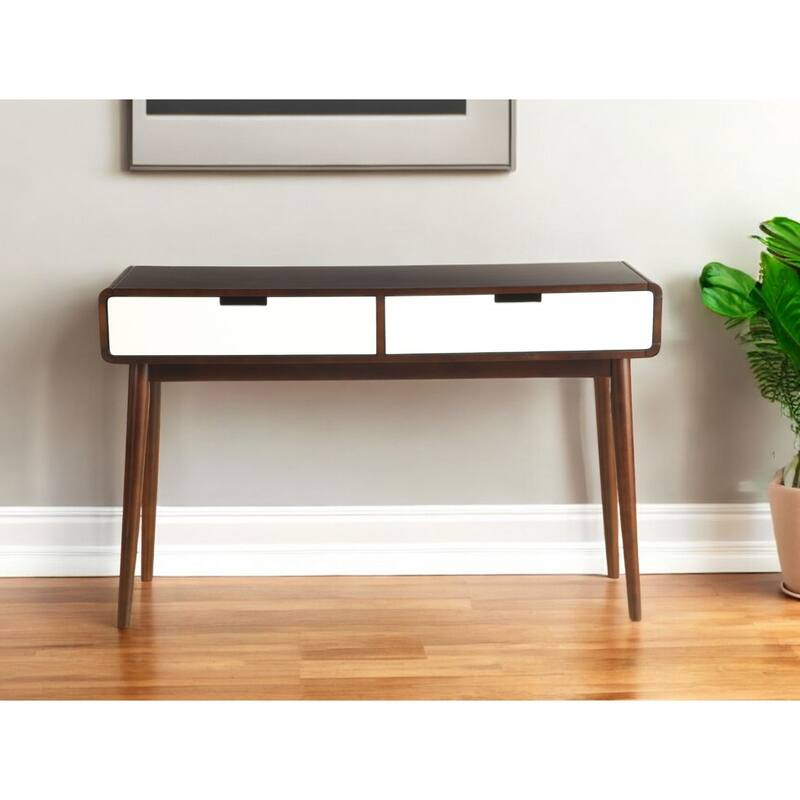 47" Rectangular Wood Console Table with Storage Modern Walnut Hall Table with Two Drawers - 47"L x 15.75"W x 30"H