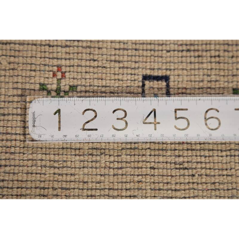 Tribal Gabbeh Oriental Area Rug Hand-Knotted Yellow Wool Carpet - 4'9" x 6'6"