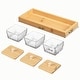 preview thumbnail 7 of 9, Basicwise Glass Jars with Bamboo Lids and Wooden Tray – Rectangular Charcuterie, Snack Organizer and Fruit Platter for Party