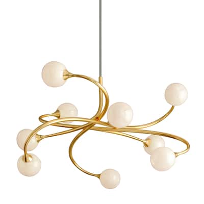 Corbett Lighting Signature 9-light Gold Leaf Chandelier with Antique White and Gold