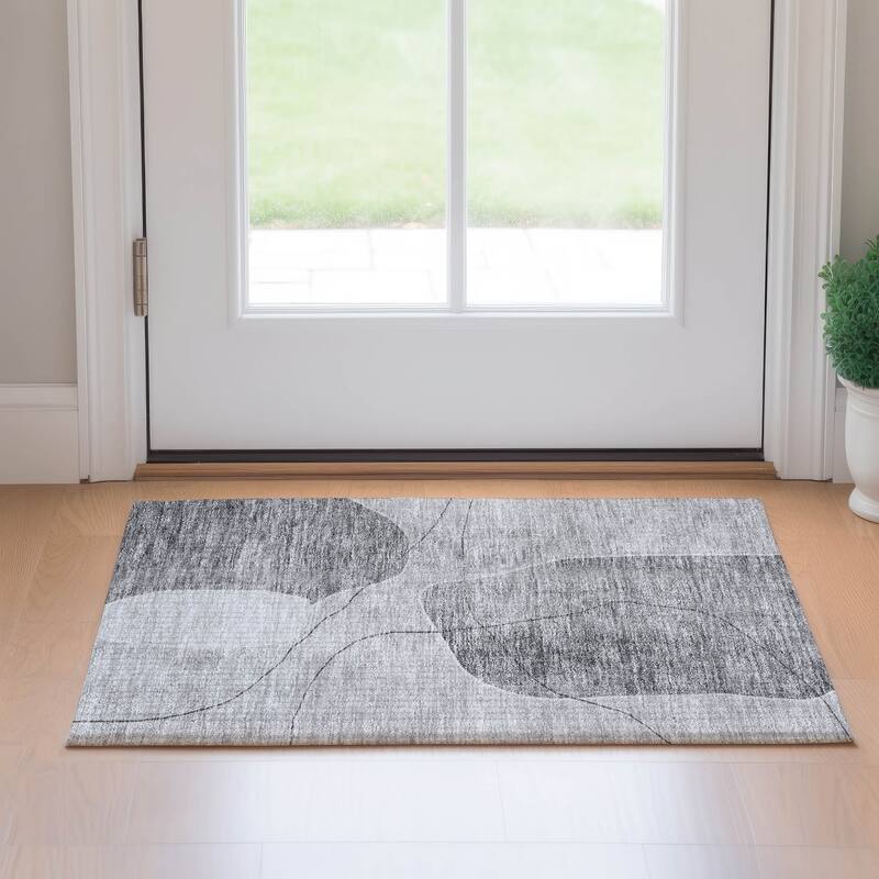 Premium Washable Super Soft Abstract Mod Mayfield Rug - Gray - 1' 8" x 2' 6" - Rectangle