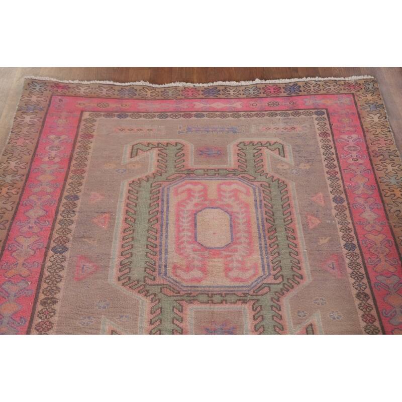 Hand Knotted Oriental 100% Wool Carpet Traditional Tribal Beige & Ivories Meshkin Runner Rug - 10' 5'' X 4' 3''