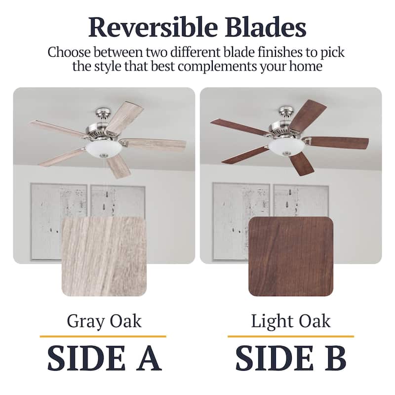 52" Prominence Home Montlake Indoor Ceiling Fan, Brushed Nickel - 52