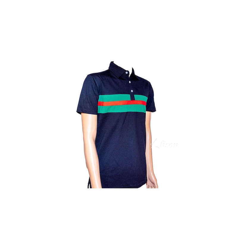 Hemingway Pilar Black w. Green & Red Stripes Regular Fit Polo Shirt by Alison Nautical