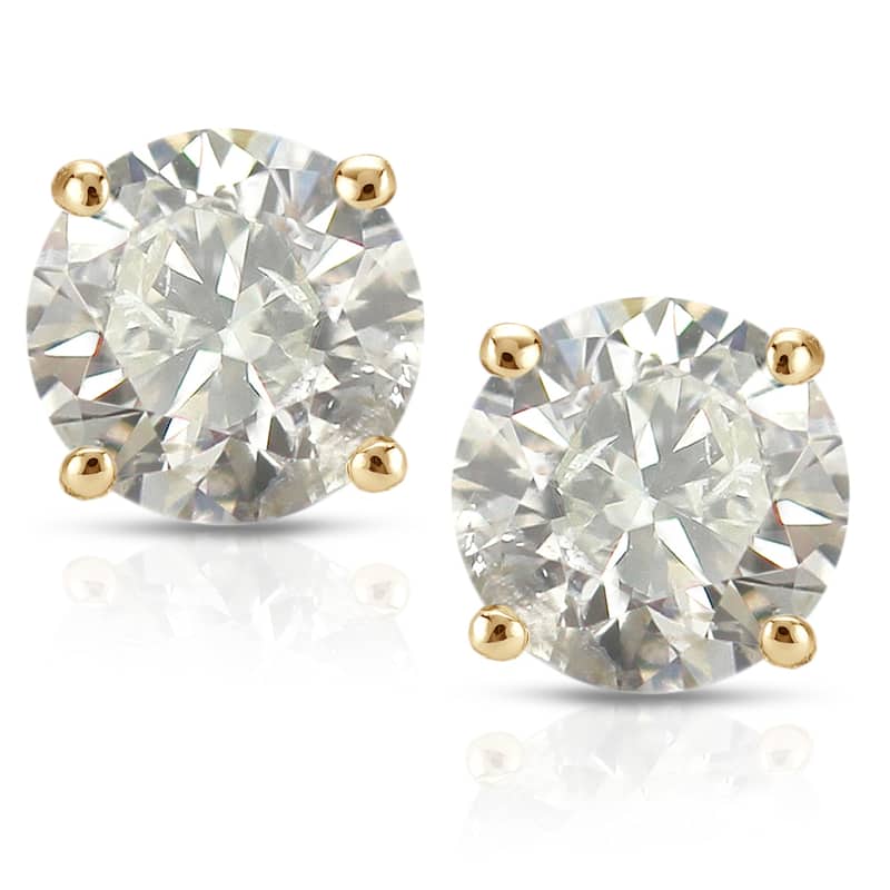 Auriya 1/2ct to 2ctw Clarity-enhanced Diamond Stud Earrings 18k Yellow Gold (J-K, I2-I3)