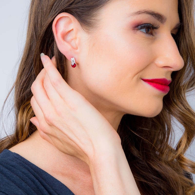 Sterling Silver 2ct Garnet Round Stud Earrings