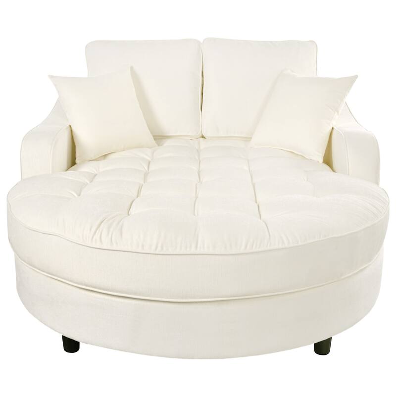 55" Modern Chaise Lounge Sofa Bed Upholstered Sofa Couch with Tufted Seat and Detachable Pillows for Living Room