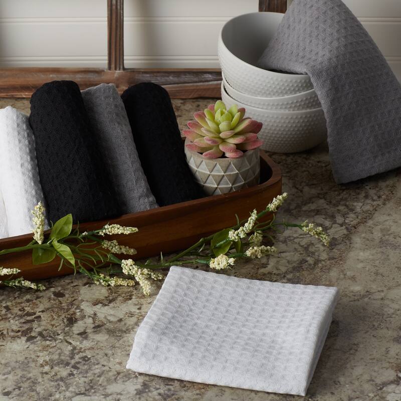 DII Black Recycled Cotton Waffle Dishtowel (Set of 6)