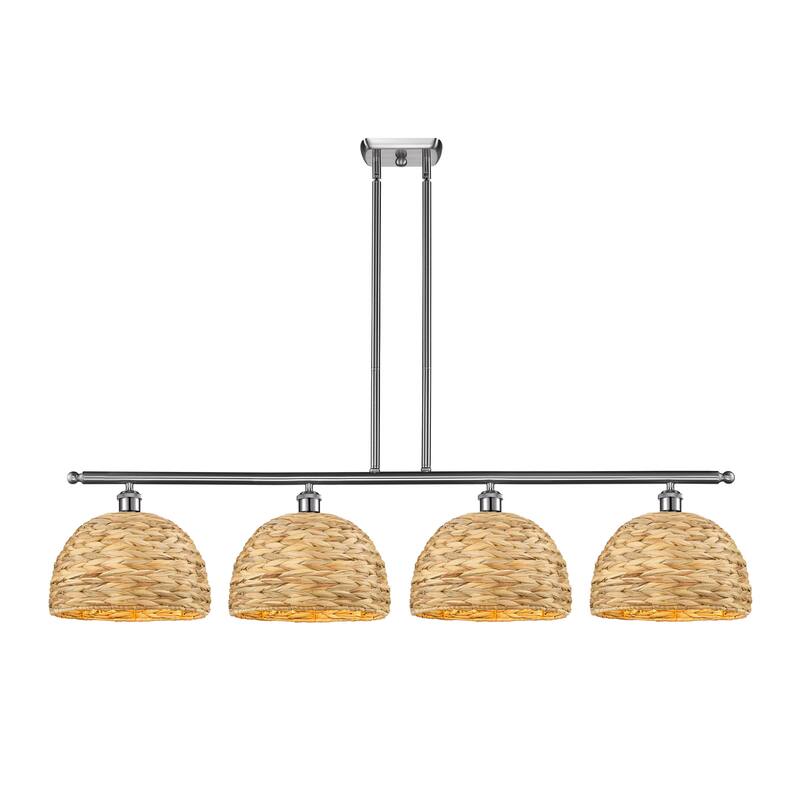 Innovations Lighting 516-4I-12-50 Woven Rattan Linear Woven Rattan 4 - Satin Nickel / Natural