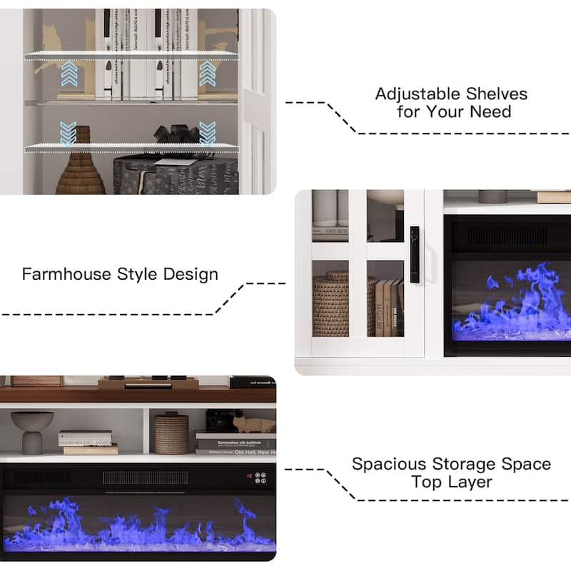 71" Electric Fireplace TV Stand with LED Lights