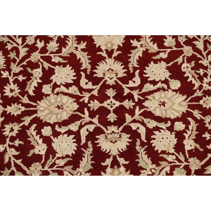 Vegetable Dye Floral Agra Oriental Area Rug Hand-knotted Wool Carpet - 7'1" x 7'1" Square