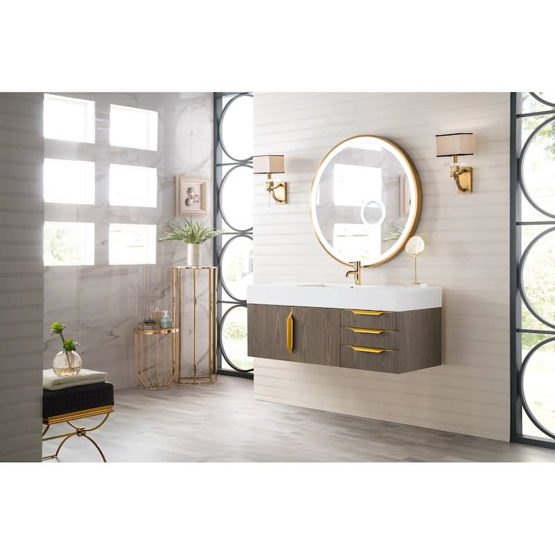 James Martin Vanities Mercer Island 48" Single Vanity, Ash Gray with Radiant Gold Hardware