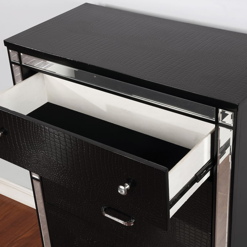 Derc Contemporary Solid Wood 5-Drawer Chest by Furniture of America