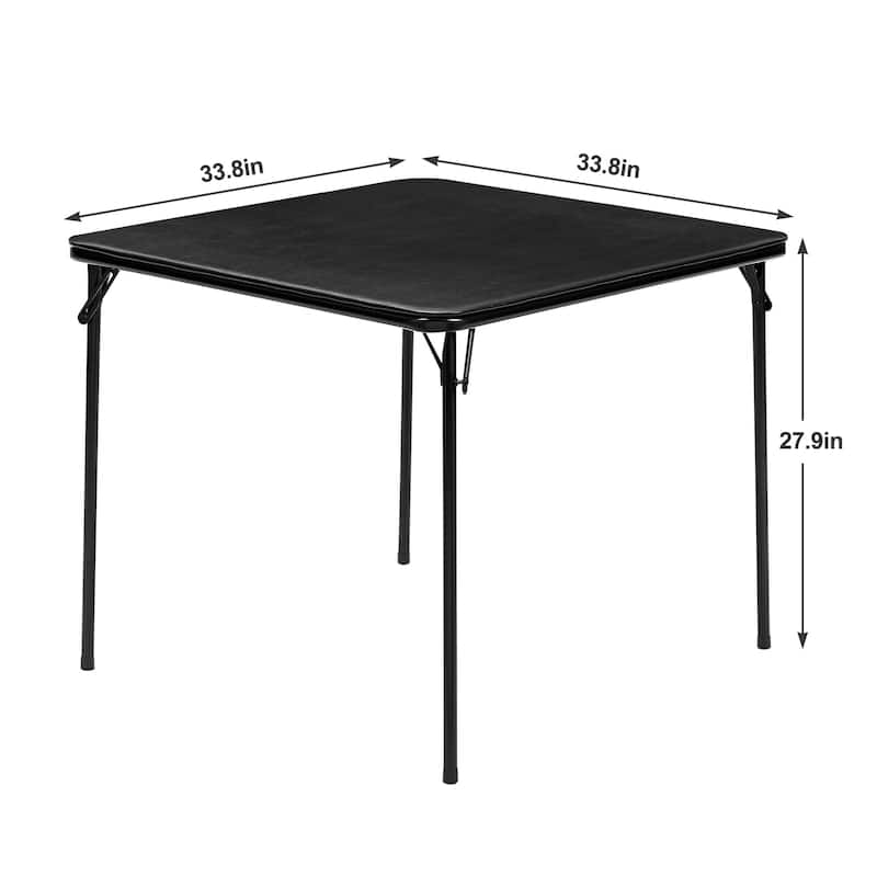 Javlergo 34" Square Folding Card Table with PU Leather Top Portable Game Activity Table with Collapsible Legs for Small Spaces