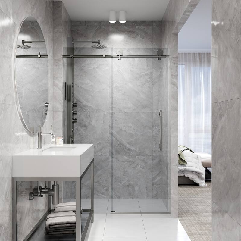 VIGO Elan Hart Frameless Sliding Shower Door