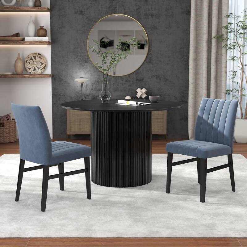 Roundhill Furniture Henriet 5-Piece Round Pedestal Dining Set