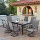 Patio Dining Set 9/7 Pieces Outdoor Metal Furniture Set, 8/6 C Spring Motion Chairs and 1 Expandable Table - +Swivel Chairs(Without Umbrella Hole) - 7-Piece Sets