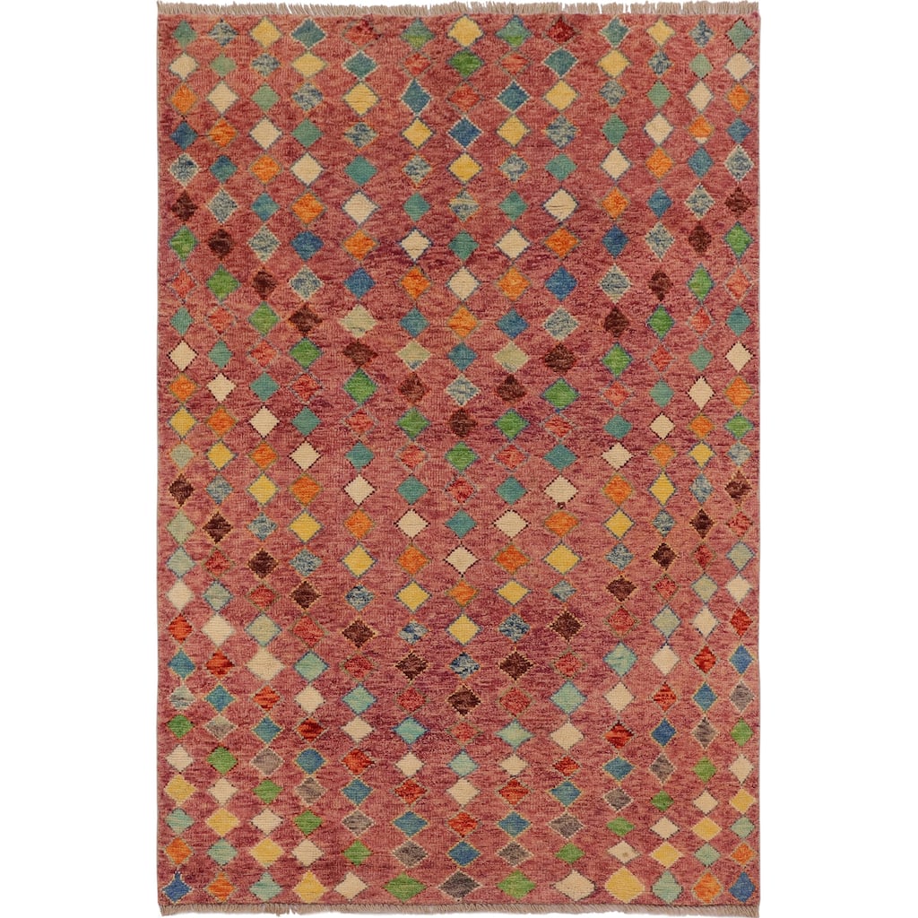 Boho Chic Balochi Burgess Purple/Blue Hand Knotted Wool Rug - 3'11'' x 5'11''