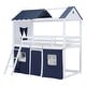 preview thumbnail 12 of 32, Playhouse Design Impression & Beautiful Twin Size Bunk Wood House Bed with Elegant Windows, Sills and Tent