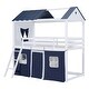 preview thumbnail 12 of 32, Playhouse Design Impression & Beautiful Twin Size Bunk Wood House Bed with Elegant Windows,Sills and Tent,Elegant Children Bed