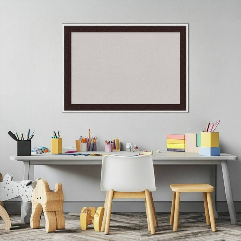 Maya Espresso Silver Framed Cork Board - Bulletin Board, Organization Board, Pin Board