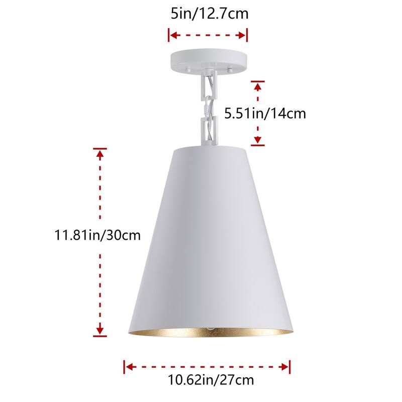Farmhouse Gold Leaf Inside Pendant Light Fixture Over Table 3 Pack with Cone Metal Shade