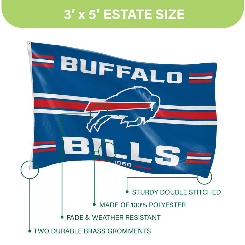 Buffalo Bills Single Sided Flag w/ 2 Grommets, 3'x5'