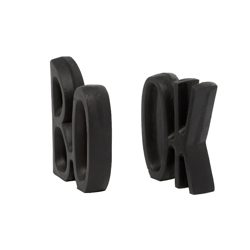 Aluminum Metal Book Bookends - Set of 2 Black - Roche River Decor