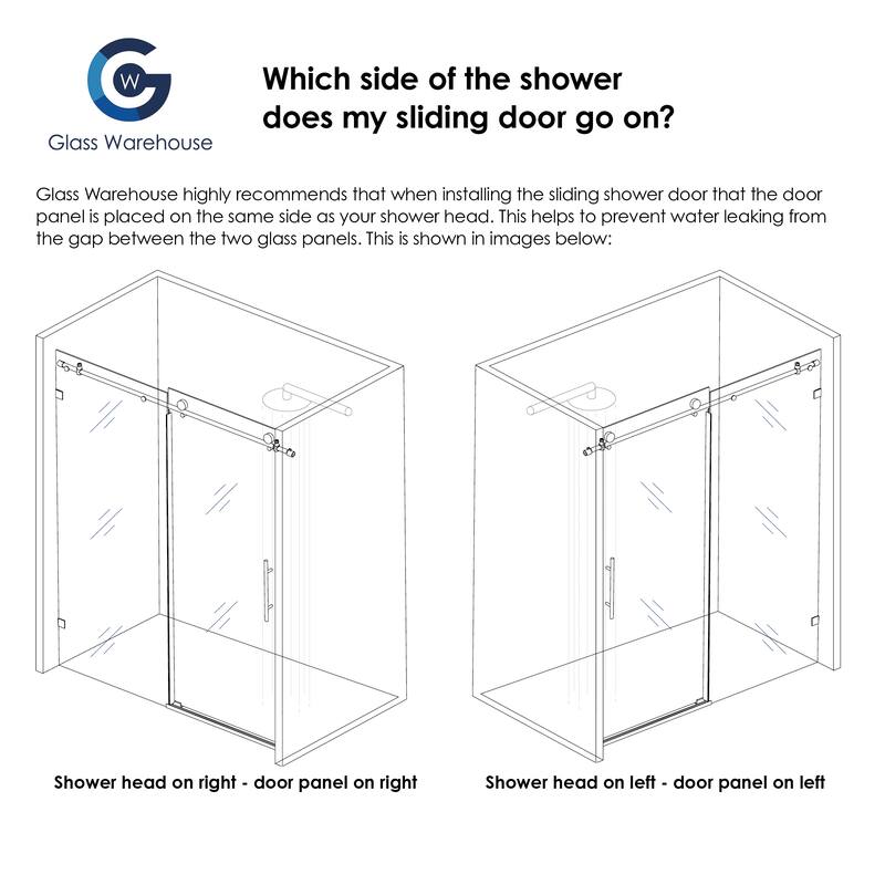 Glass Warehouse 56 in. - 60 in. x 60in. Frameless Bath Tub Sliding Shower Door