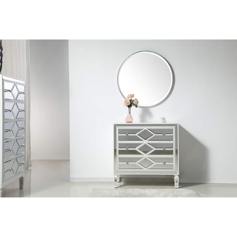 3 Drawer Mirrored Accent Chest
