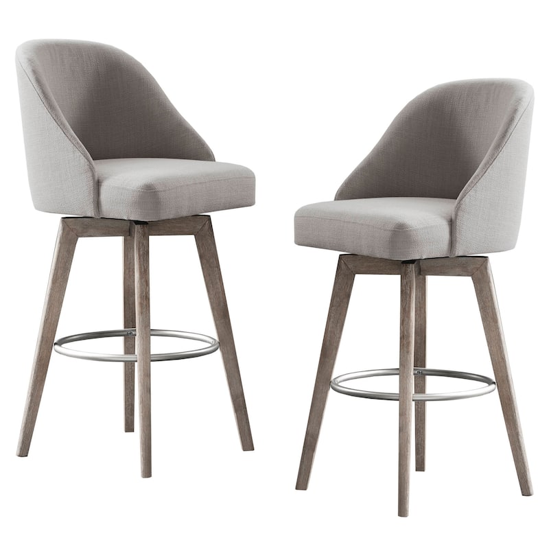 Madison Park Pearce Swivel Upholstered Counter Stool with Solid Wood Legs & Metal Footrest